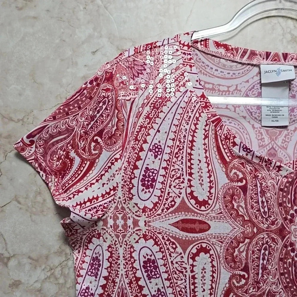 Jaclyn Smith | Top | Red and White Sequin | Size XL - Picture 2 of 5
